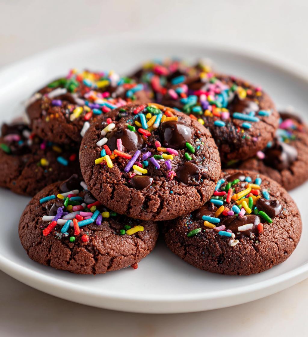chocolate sprinkle thumbprint cookies