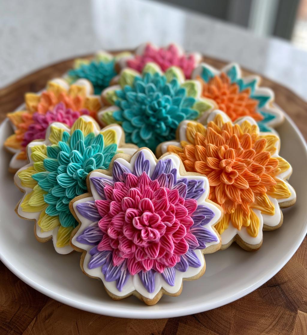 flower royal icing cookies