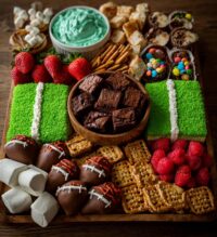football dessert charcuterie board