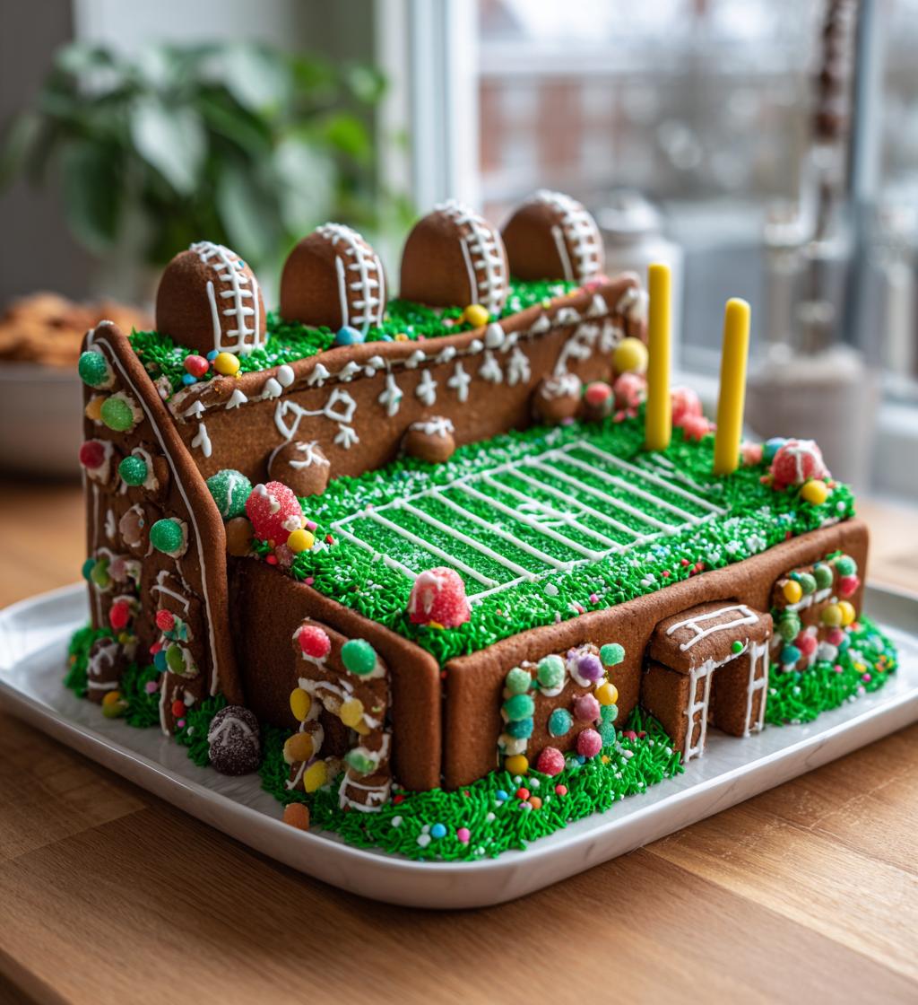 football gingerbread house