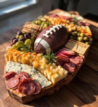 football shaped charcuterie board