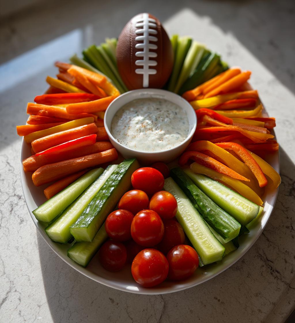 football shaped veggie tray