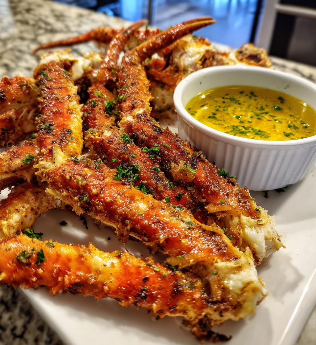 fried king crab legs with garlic butter
