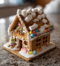 gingerbread house with graham crackers