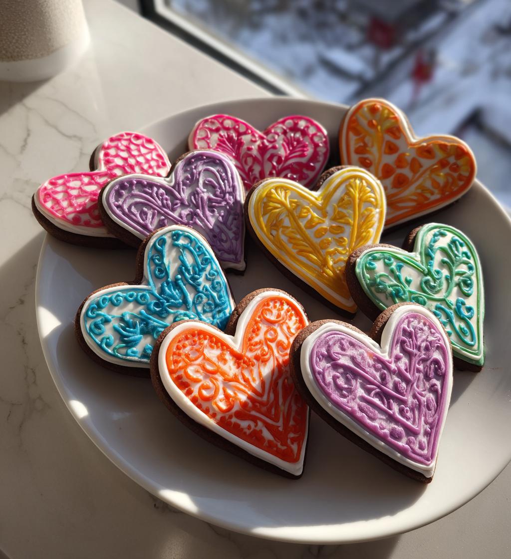 heart royal icing cookies