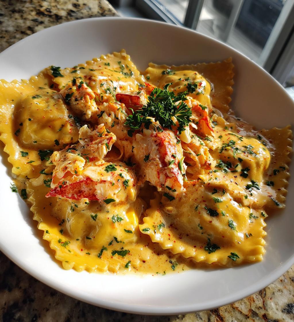 lobster ravioli with lemon butter cream sauce