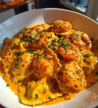 lobster ravioli with shrimp cream sauce