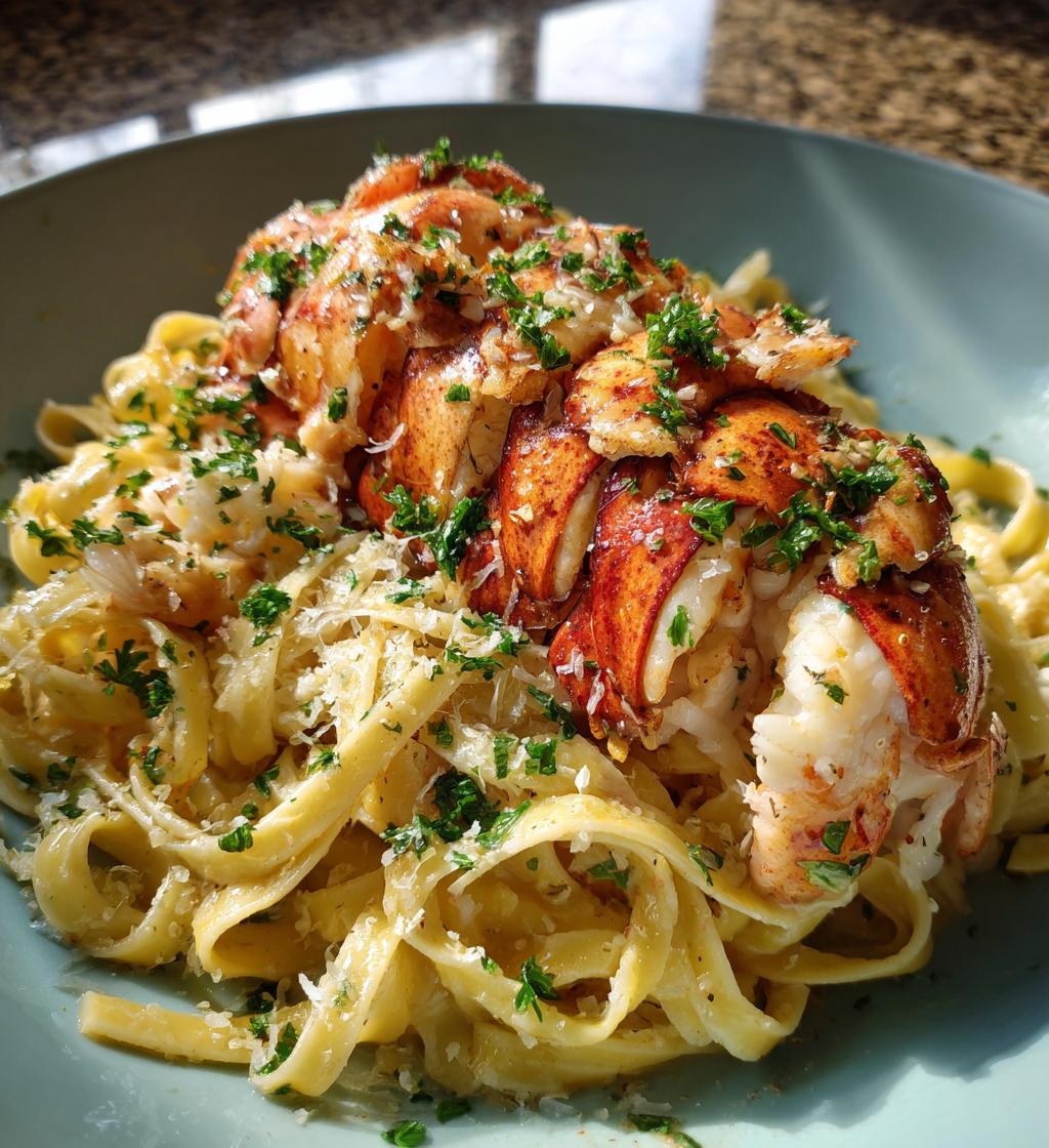 lobster tail with pasta