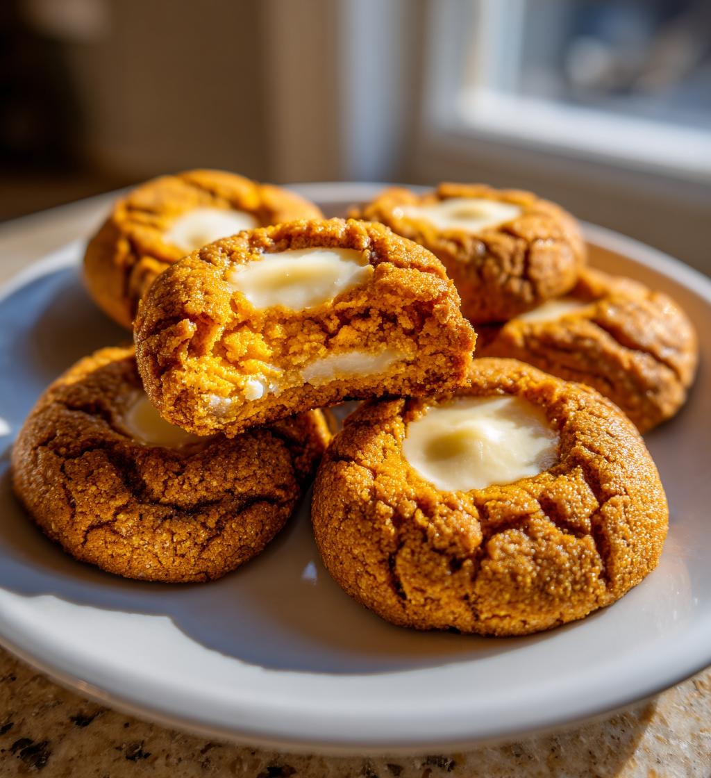 pumpkin cheesecake thumbprint cookies
