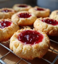 raspberry shortbread thumbprint cookies