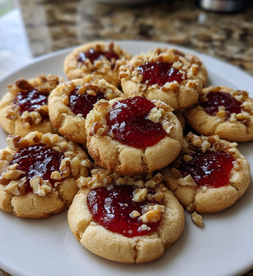 raspberry walnut thumbprint cookies