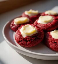 red velvet thumbprint cookies