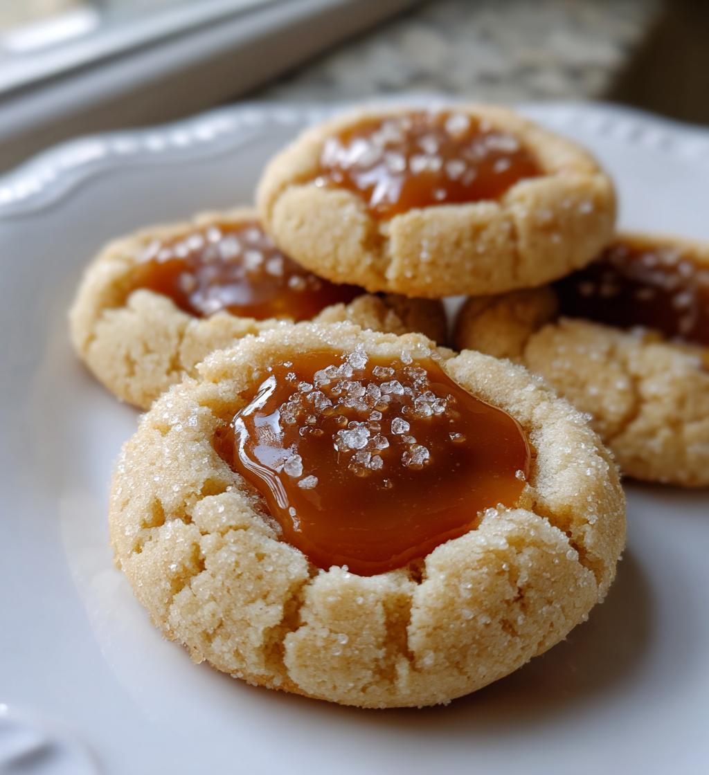 salted caramel thumbprint cookies