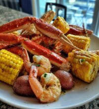 seafood boil with crab legs and shrimp
