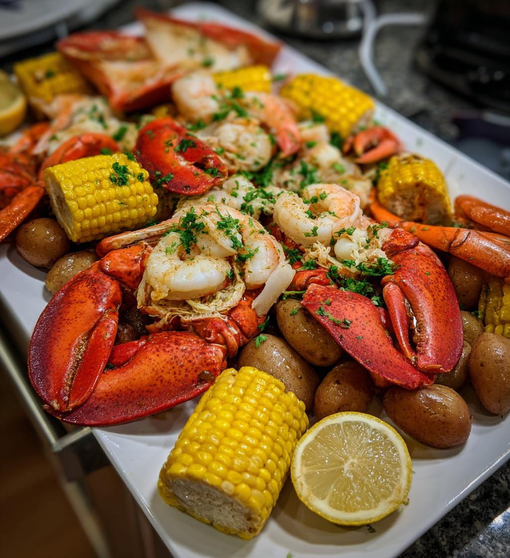seafood boil with lobster tails