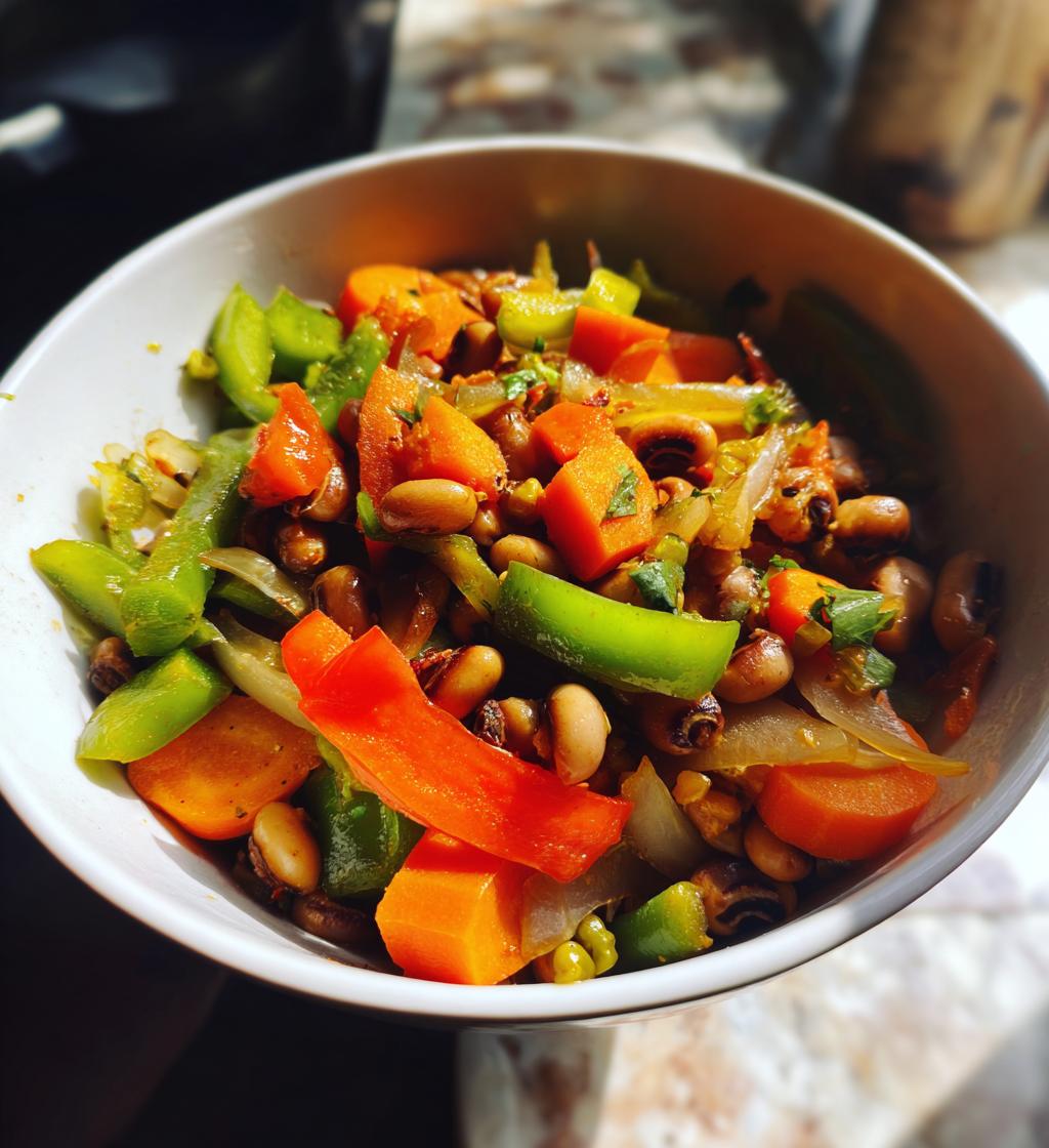 vegetable and black-eyed peas dish