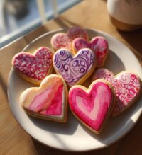 watercolor valentine cookies