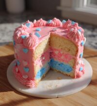 valentine gender reveal cake