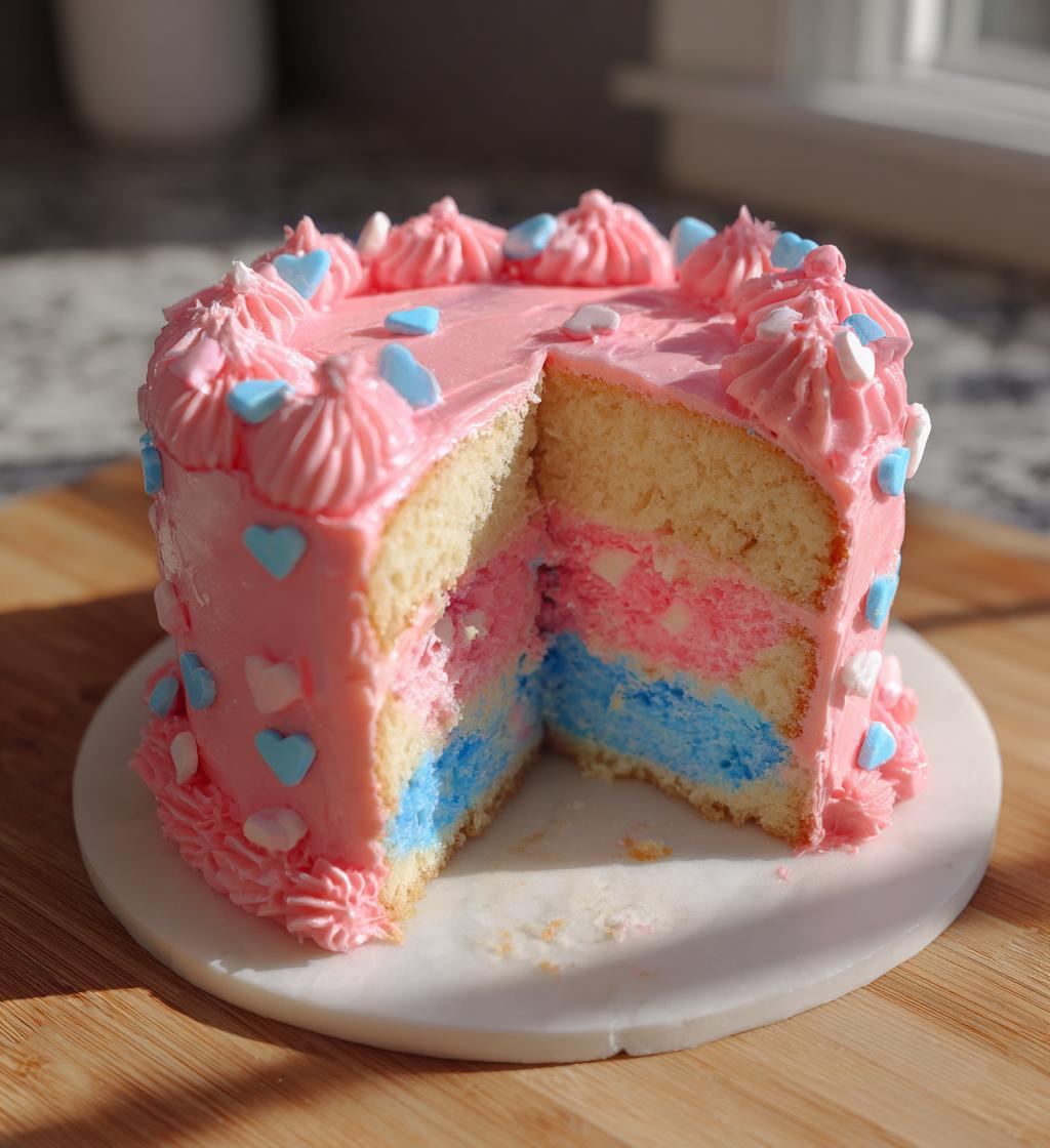 valentine gender reveal cake