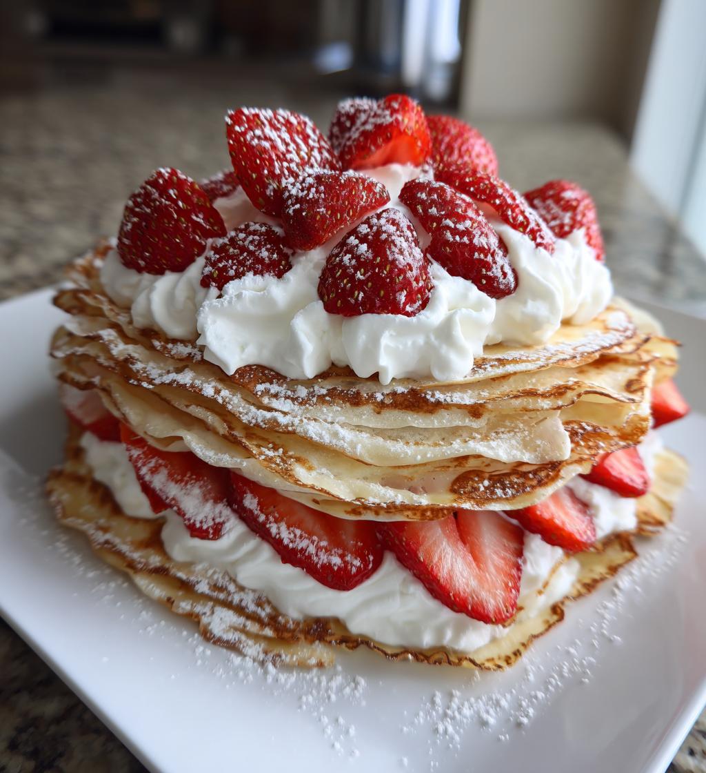 valentine strawberry crepe cake