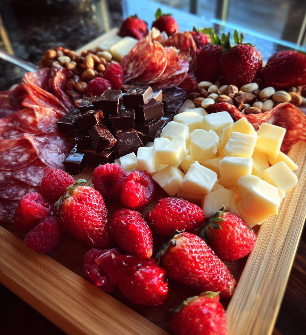valentine themed charcuterie board